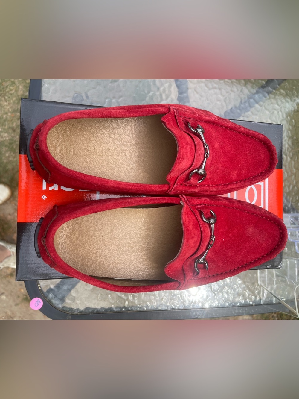 Red Suede Mens Loafers with Metal Bit